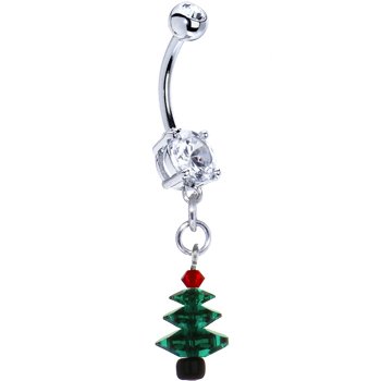 Austrian Crystal Christmas Tree Belly Ring