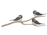 Intarsia Collection OAK WOOD CARVING Mosaic 15 CHICKADEE BIRDS ON BRANCH Art WALL PLAQUE