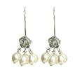 Silver Rose Cultured Pearl Droplet Earrings