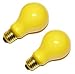 60 watt 120 volt A19 Medium Screw (E26) Base Yellow Incandescent Westinghouse Light Bulb 2 Pack
