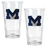 Michigan Wolverines 2pc Pint Ale Glass Set NCAA College Athletics