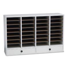 Safco Model Wood Adjustable Literature Organizer, 32 Compartments with Drawer, Gray (9494)
