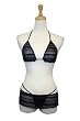 Exposed by Magic Silk Ruffle Mesh  Bra/Skirt/G-String Set, Lrg/Xl, Black