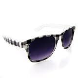 Vintage Buffalo Checker Wayfarer Style Sunglasses with FREE Eyewear Holder (White)