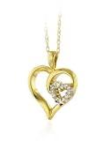 10K Yellow Gold Diamond Hearts Pendant with 18 Chain