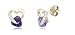 10k Yellow Gold Heart Amethyst Diamond Earrings title=