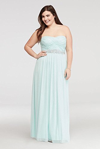 Strapless Glitter Prom Dress with Basket Detail Style 8625QM5W, Mint, 19