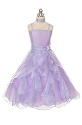 Girls Organza/Satin Spaghetti Strap Beaded Floor Length Flower-Girl Dress 
