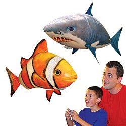 Air Swimmers Remote Controlled Flying Clownfish and Shark Toy (Set of 2)