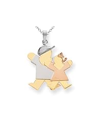 Cheap Girls Jewelry The Kids® Big Boy and Little Girl Engraveable Charm / Pendant in 14 kt Tri Color Gold For Sale