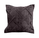 Zodax Portico 18-inch Square Woven Abaca Fiber Throw Pillow, Dark Brown