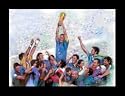 Italian Soccer Champs (Group Celebrating) Sports Black Wood-Mounted Poster Print - 11" X 17"