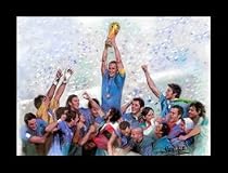 Italian Soccer Champs (Group Celebrating) Sports Black Wood-Mounted Poster Print - 11" X 17"