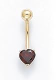 14K BELLY RING GARNET HEART - ES-1259