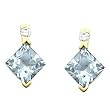 14K Yellow Gold Sky Blue Topaz and Diamond Earrings