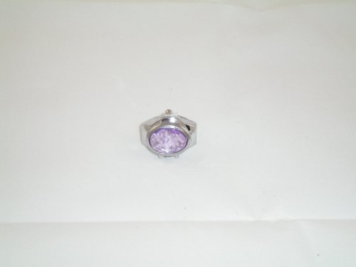 Ring Stretch Watch with Crystal Flower Design Closure PURPLE