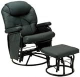 BLACK BI-LEATHER SLIDER GLIDER RECLINER MASSAGE CHAIR + FOOTSTOOL