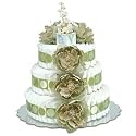 Small Sage Peonies Sage Circle Diaper Cake by Bloomers