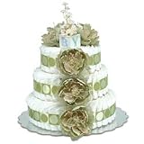 Small Sage Peonies Sage Circle Diaper Cake by Bloomers