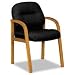 HON Pillow-Soft Series Wood Guest Chair Mahogany, Tectonic Black Fabric