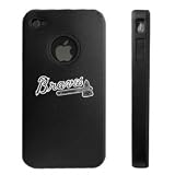 Apple iPhone 4 4S 4G Black Aluminum & Silicone Case Atlanta Braves