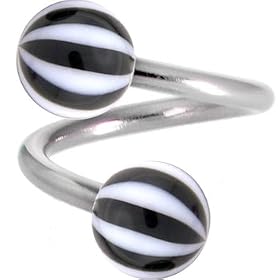 Spiral Twister - Midnight BEACH BALL Belly Button Ring by 