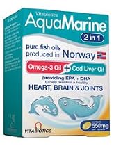 Aquamarine - 2 in 1 (60 Capsules - 550mg Per Capsule - High Purity Fish Oil Capsules)