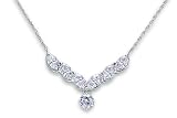 One of a Kind Marquise & Round Shape White CZ Gemstone Pendant Necklace in Sterling Silver