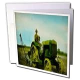 Scenes from the Past Magic Lantern Slides - Vintage John Deere Big Green Tractor - Greeting Cards-6 Greeting Cards with envelopes