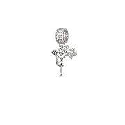 Cheerleader - Kicking Cheer Charm Bead with Silver Crystal Star