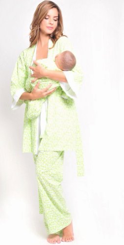 The Olian 4pc. Nursing Pajama Leaf Print Cotton Set