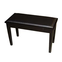 Cameron & Sons CS-10 EBHP Traditional Piano Bench With Music Storage, Padded Top (High Gloss Black)