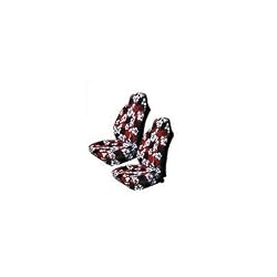 A Set of 2 Universal-fit Hawaiian Front Bucket Seat Covers for SUV / Truck Seats with Armrest - Red Hawaiian Hibiscus Floral Print