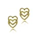 14k Gold Double Heart Stud Earrings