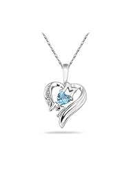 Blue Topaz and Diamond Heart MOM Pendant