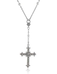 The Vatican Library Collection Crystal Pearl Cross Necklace