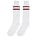3street Unisex Teens Cotton Cushioned Wicking Moisture Away Soccer Football Sport Tube Socks White+red stripe 10-Pairs, one size fits all