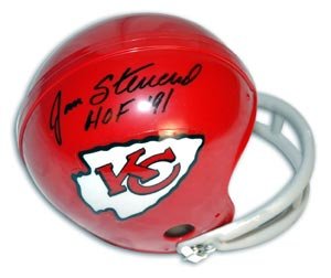 Jan Stenerud Signed Chiefs Throwback 2 Bar Mini Helmet - HOF 91