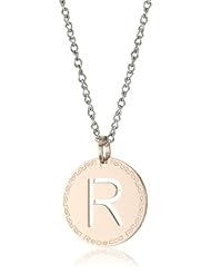 Rebecca "Word" Rose Gold Over Bronze Letter "R" Necklace
