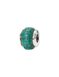 Sterling Silver Blue Magnesite Stone Charm for 3mm Bracelets