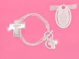 Beautiful Inspirational John 3:16 Jesus Loves Me Cross Charm Bracelet Silver Tone on a Message Gift Card and Free Book Marker