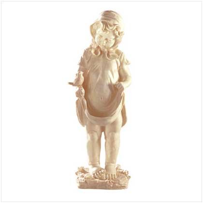 GIRLS APRON BIRD FEEDER SEED OUTDOOR GARDEN STATUE YARD