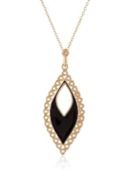 18K Yellow Gold Plated Sterling Silver Epoxy Elongated Pear Shape Pendant Necklace, 18"