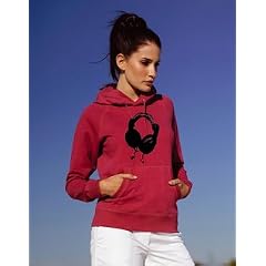 Retro Kopfh�rer Damen Hooded Sweater Kapuzensweater in L