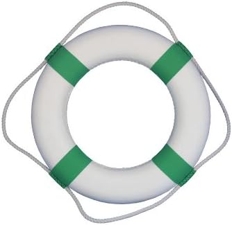 Decorative White Lifering with Teal Bands 20" - Decorative Life Ring - Life Preserver