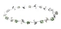 14k White Gold Emerald and Diamond Floral Bracelet, 7"