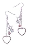 Pink Dangling Bunny and Heart Earrings