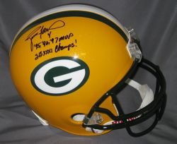 Brett Favre Signed Green Bay Packers full-size replica helmet w/MVP's and SB Champs