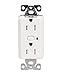 Eaton RFTR9505-TAW Tamper Resistant Z-wave Split Control Duplex Receptacle, 110v /15-Amp, Alpine White Finish