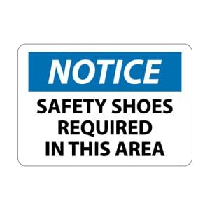N340RB - Notice Safety Glasses Safety Shoes and Hard Hats Required Beyond This Point 10" X 14" .050" Rigid Plastic